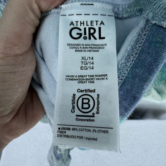 Athleta Girl Havin' A Great Time Romper Blue Size XL 14 - Picture 4 of 4